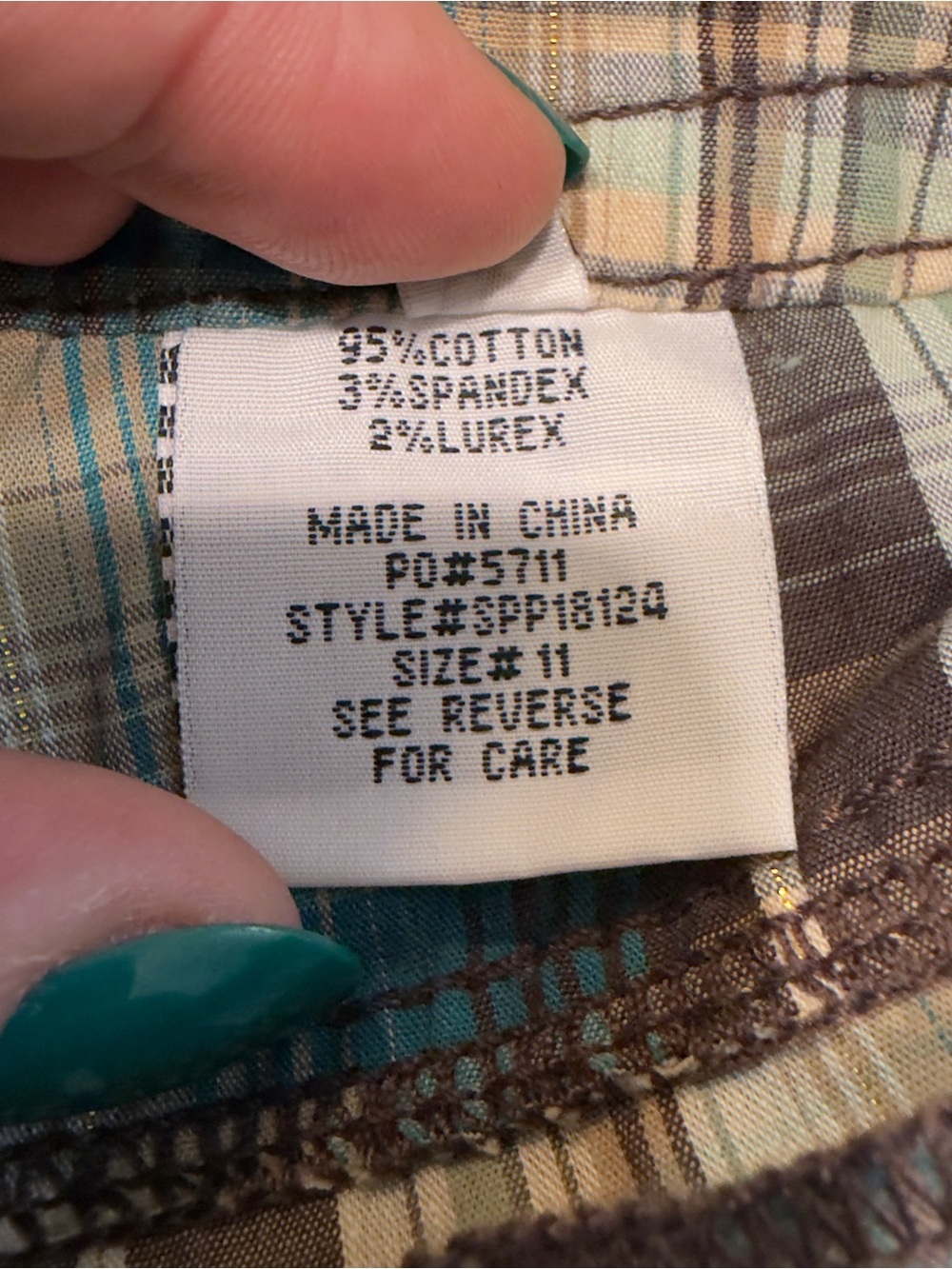 Paris Blues Teal, Brown & Cream Plaid Bermuda Shorts Sz 11 - Picture 9 of 9
